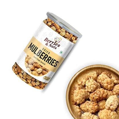 Berries And Nuts Naturally Dried Mulberries | Naturally Sweet Dried Mulberry | 480 Grams | 3 Bottles of 160 Grams