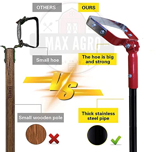 REDBUILD™ Heavy Duty Hand Weeder with Handle (5 Feet Handle) | Manual Weeder for Agriculture | Weed Remover | Weed Removal Equipment | Agriculture Tools for Farming | Stirrup Hoe