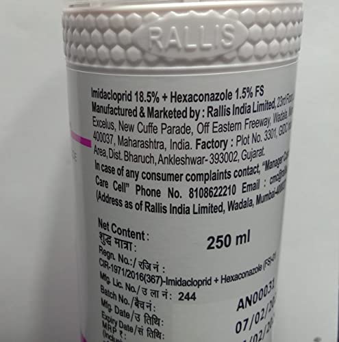 गेहूं और मूंगफली के बीज उपचार के लिए Tata Rallis Neonix 20 FS (इमिडाक्लोप्रिड 18.5% + हेक्साकोनाज़ोल 1.5% FS) (250ml पैक) कीटनाशक + कवकनाशी