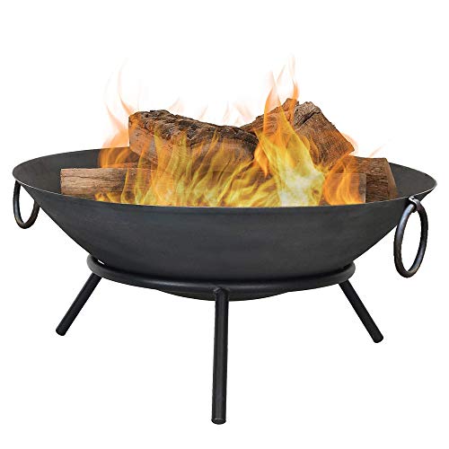 TrustBasket Heavy Gauge Campfire Bowl for Outdoor Garden Use, Outdoor Camping, Barbeque Making with Round Iron Stand - Black