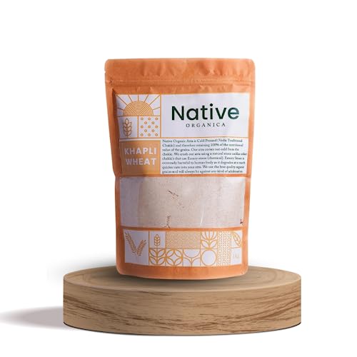 Native Organica "Hand Chakki Khapli Whole Wheat Flour (3 Kg) | Wheat Flour | High Dietary Fiber for Easy Digestion | Stoneground Emmer Wheat Flour | Khapli Atta"