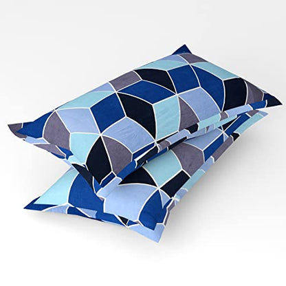 BSB HOME Microfiber 144 TC Football Printed Double Bedsheets with 2 King Size Pillow Cover (90X90 Inches, 7.5 x 7.5 Feet, Dark Blue and Light Blue)