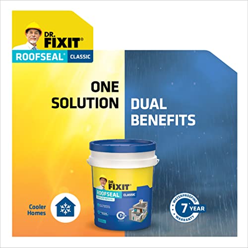 डॉ. FIXIT रूफसील क्लासिक, 4 लिटर, घरांसाठी वॉटरप्रूफिंग सोल्यूशन, टेरेस, छप्पर