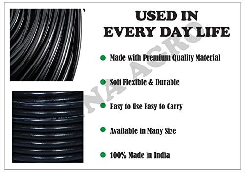 ANNA AGRO (Size : 1/2 (0.5) Inch, Length: 5 Meters, Black) 3 Layered Heavy Duty Braided Water Hose Pipe for Watering Easy to Connect, Garden, Car Wash, Floor Clean, Pet Bath, Yard.