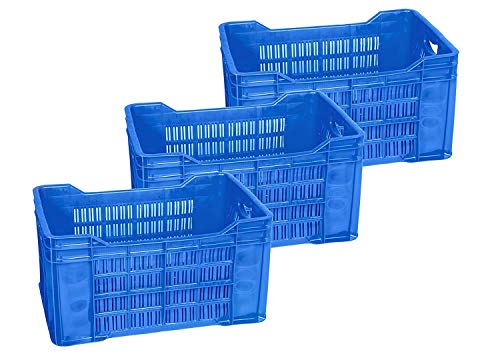 Nilkamal Plastic Rectangular Multipurpose/Vegetable/Fruit/Fish Crate (542 x 360 x 300 mm, Random Colour) Pack of 3