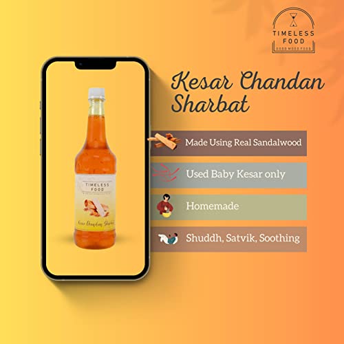 Timeless Food : Chandan Kesar Sharbat, Sandalwood Saffron Syrup [Containing Natural Sandalwood & Kesar, 750 ML]