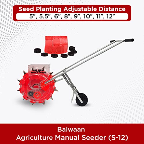 Balwaan Agricultural Manual Seeder S-12 | Long Teeth–12T | Hand Operated Seeding Machine, Adjustable Manual Plant Seeder, Seed Spreader | Garden Planter for Garden Vegetable Farm