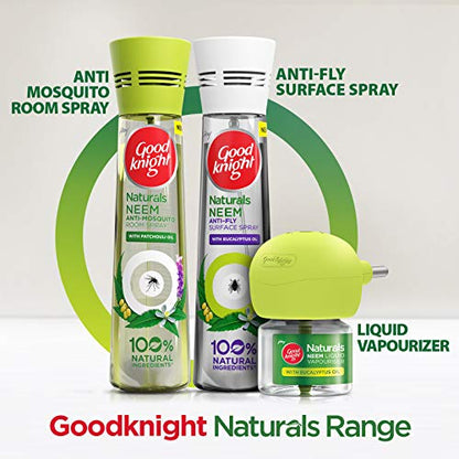 Good Knight Naturals Neem Liquid Vapouriser Mosquito Repellent | Combo Pack Machine + Pack of 3 Refills | 100% Natural Active Ingredients (Safe for Kids and Adults)