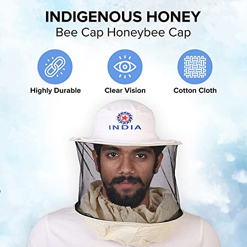 INDIGENOUS HONEY Bee Cap Honeybee White Cap Bee Veil for The Protection of Face from A Honey Bee Sting (Pack of 1)