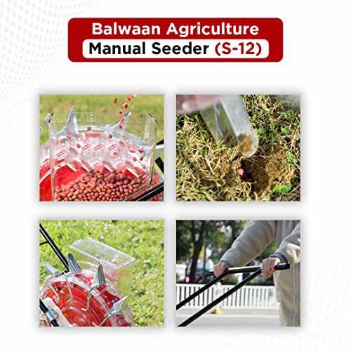Balwaan Agricultural Manual Seeder S-12 | Long Teeth–12T | Hand Operated Seeding Machine, Adjustable Manual Plant Seeder, Seed Spreader | Garden Planter for Garden Vegetable Farm