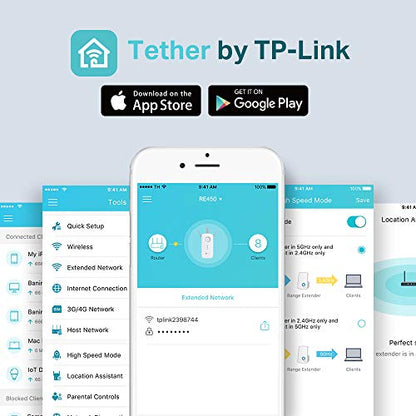TP-Link AC1750 Universal Dual Band Range Extender, Broadband/Wi-Fi Extender, Wi-Fi Booster/Hotspot with 1 Gigabit Port and 3 External Antennas, Built-in Access Point Mode, 1750Mbps Speed (RE450)