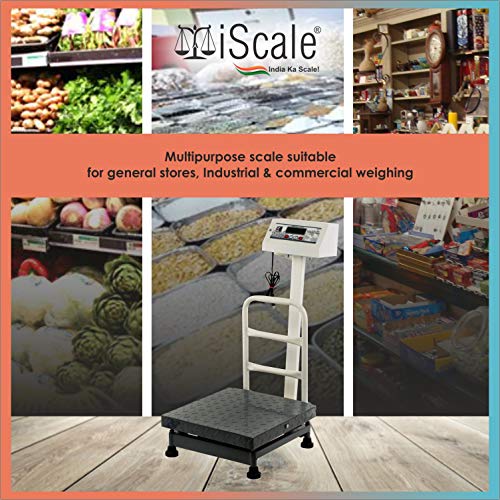 iScale Electronic Platform Weighing Scale 100kg Capacity 10g Accuracy Weight Machine Digital for Shop, Commercial and Industrial use Mild Steel Heavy Platform size 16x16 Inches (400x400mm)