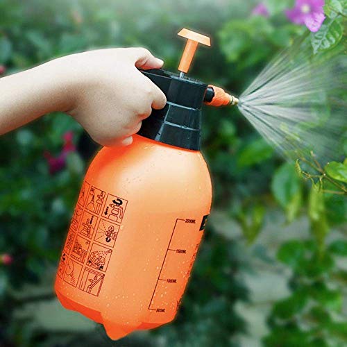 Garden Pump Pressure Sprayer Bottle - 2 Liter Water Mister Spray Bottle Can for Herbicides, Pesticides, Fertilizers, Plants Flowers (Pack of 2, Orange)