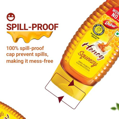 Dabur Honey Squeezy Pack – 450g (225g x 2, Pack of 2) | 100% Pure | World's No.1 Honey Brand with No Sugar Adulteration