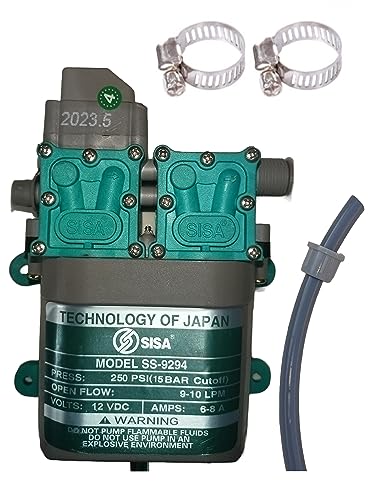 TAJ SUPER 12v DC वॉटर पंप स्प्रेअर मोटर डबल हाय प्रेशर 12V Dc 250 Psi फार्म ॲग्रीकल्चर मिस्ट स्प्रे, कार बाइक वॉश, सॅनिटायझिंग, एसी क्लीनिंग, गार्डनिंगमध्ये वापरले जाते