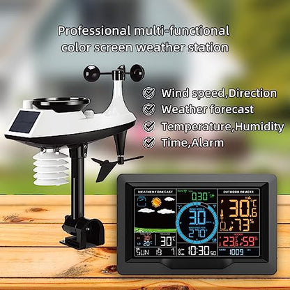 Morelian FJ3390A Multifunctional Professional Weather Station Temperature, Humidity, Wind Speed and Rainfall Detection Weather Forecast Clock