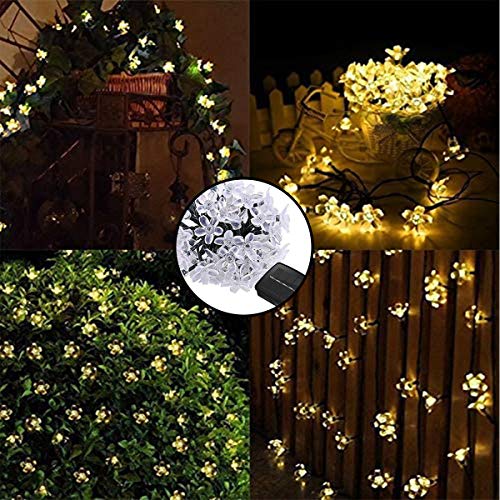 Epyz Solar Sakura Flower String Lights, 19.5ft 30 LED Blossom Flower String Light Solar Power for Decorations [ Warm Yellow Light , Pack of 1 ](Plastic)