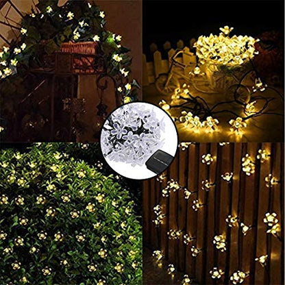 Epyz Solar Sakura Flower String Lights, 19.5ft 30 LED Blossom Flower String Light Solar Power for Decorations [ Warm Yellow Light , Pack of 1 ](Plastic)