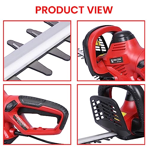 Falcon FEGT-2670 600 Watt Electric Hedge Trimmer 60cm Blade Cutting Length with Mechanical Brake & Extended Reach for Trimming Shrubs Small Trees
