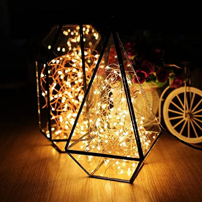 Quace Copper String Led Light 10M 100 LED Battery Powered Wire Decorative Fairy Lights - Warm White