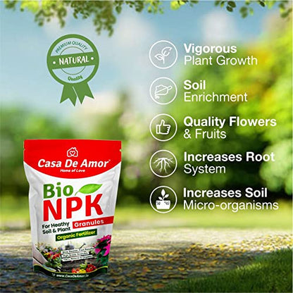 Casa De Amor Organic NPK Bio Fertilizer Granules, Perfect to Use on All Plants and Gardening (400 gm)