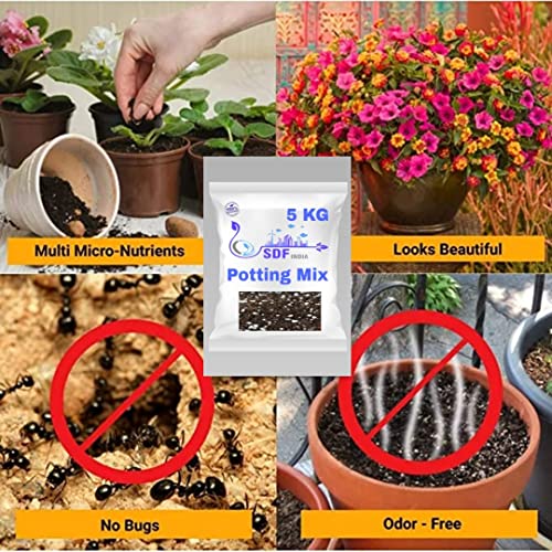 एसडीएफ इंडिया पौधों के लिए नई पॉटिंग मिक्स मिट्टी- 20 किलोग्राम मिट्टी रहित, वर्मीकम्पोस्ट/नीम केक/पोटाश/नदी की रेत/अस्थि भोजन से बना उपयोग के लिए तैयार पॉटिंग मिक्स (20 किलोग्राम)