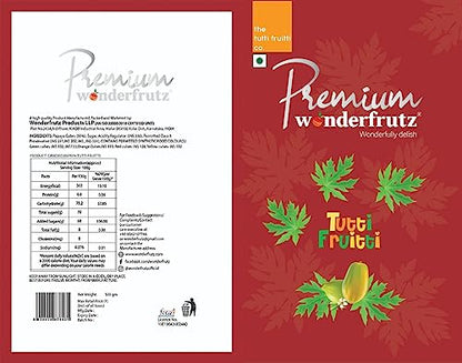 WONDERFRUTZ Fresh and Natural Tutti Frutti (Candied Papaya) Topping for Cakes, Ice Cream, Cookies Decoration, Bread and Pastries (Green) - 500gm