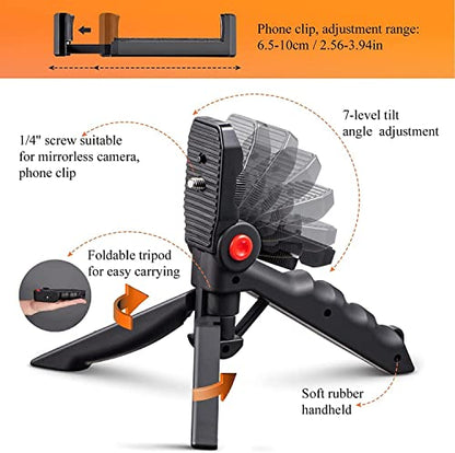 Vlogging Kit 4 in 1 Portable Video Shooting Set with Shotgun Mic with Cover, LED Light, Tripod with Phone Holder for YouTube Video, Vlog, Reels Using Smart Phones, Compact Cameras, GoPro.
