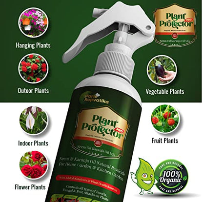 Plant Protector PRO NeemJa Organic Neem Oil and Karanja Oil 500ml for Plants Insects Spray | Neem Oil Spray for Plants Insects Pesticides for Plants in Garden with Spray Bottle and Karanja Oil