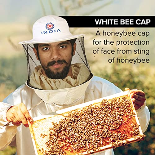 INDIGENOUS HONEY Bee Cap Honeybee White Cap Bee Veil for The Protection of Face from A Honey Bee Sting (Pack of 1)