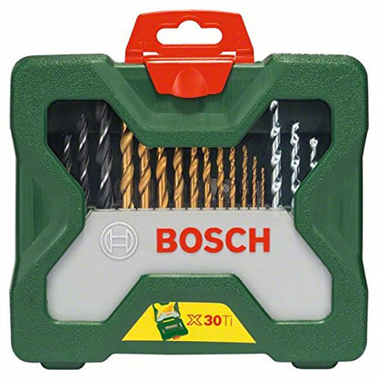 Bosch 06019G80F1 GSR120-Li कॉर्डलेस ड्रिल ड्राइवर, X30Ti ड्रिल बिट के साथ 12V सिंगल बैटरी और ड्राइवर बिट सेट (30-पीस) कॉम्बो