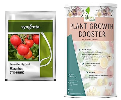 Green World Combo of Plant Growth Booster & Saaho (TO-3251) Hybrid Tomato seeds, 3500 seeds packing