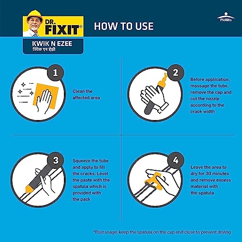 Dr.Fixit Kwik N Ezee. Ready to Use Gap and Crack Filler, 150gm (White), DIY Waterproofing for Home Use, Tile Grout and Sealant for Tiles, Concrete, Metal, PVC, Wood, Suitable for Wet & Damp areas