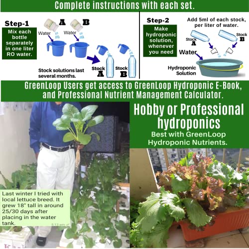 GreenLoop Hydroponic Nutrients– LEAFY200, Hydroponic nutrients, Solid Mixture, Makes 200 Liter hydroponic Solution, Suitable for All Plants & Better Leafies, Complete - Contains Everything