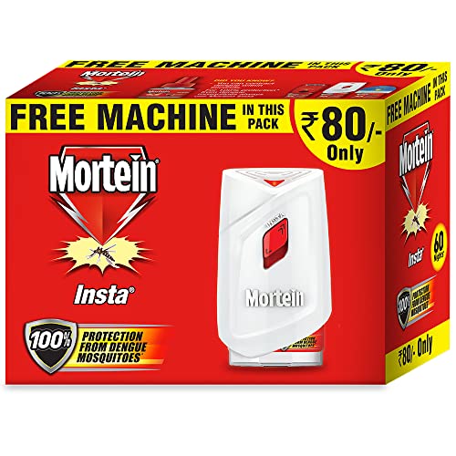 Mortein Insta5 Mosquito Repellent | Combo Pack - Machine + 1 Refill (45ml) |100% Protection from Dengue Mosquitoes, White