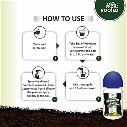 ROOTED Premium Seaweed Liquid Concentrate, Fertilizer For Plants And Trees, Natural Bio-Stimulant For Boosting Growth, Yield And Roots Health 250 ml (2 Pack)