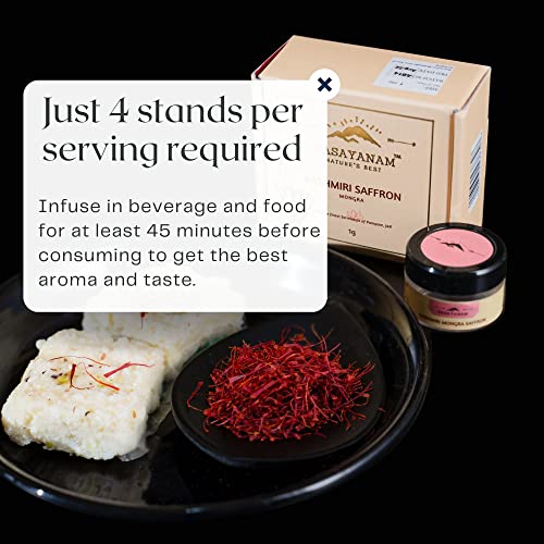 Rasayanam Pure Original Kashmiri Saffron/Kesar/Kumkuma Puvvu (1gm) | Certified highest Grade A | Saffron for pregnant women, Pooja rituals & Food aroma