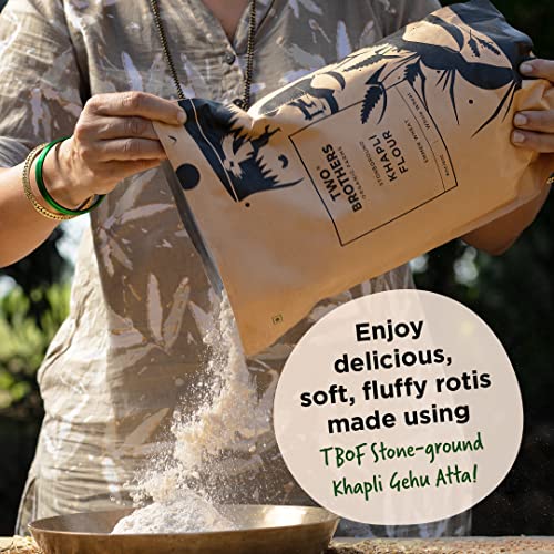 Two Brothers Organic Farms - Khapli Wheat Flour (2 kg) | High Dietary Fiber for Easy Digestion | Stoneground Emmer Atta