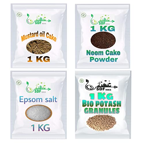 SDF INDIA COMBO PACK 4(1KG EPSOM SALT / 1KG NEEM CAKE POWDER / 1KG MUSTARD OIL CAKE POWDER / 1KG BIO POTASH GRANUEL)