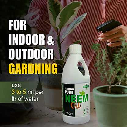 Chipku Pure Cold Pressed Water-Soluble Neem Oil for Spray on Plants and Garden (Pack of 1 Ltr, Brown)