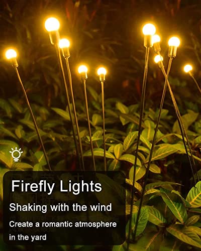 XERGY Solar Garden Firefly Lights 8 LEDs X 2 Outdoor Waterproof Landscape Decoration Lights, Yard, Balconies, Terrace, Parties (Warm White, Pack of- 2)