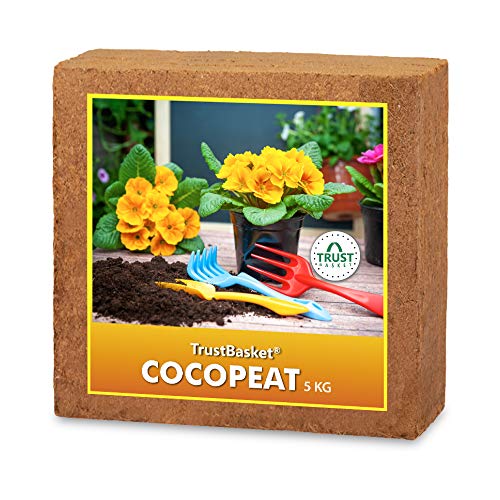 TrustBasket Cocopeat 5 kg ब्लॉक | पावडर 75 लीटर पर्यंत विस्तारते | हायड्रोपोनिक प्लांट्स, किचन गार्डनिंग आणि टेरेस गार्डनिंग, इनडोअर प्लांट्स आणि आउटडोअर प्लांट्स