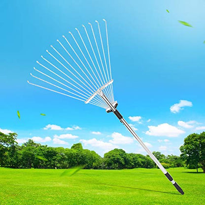 Leaf Rake, Garden Rake, Retractable Non-Slip Handle for Agriculture Homes