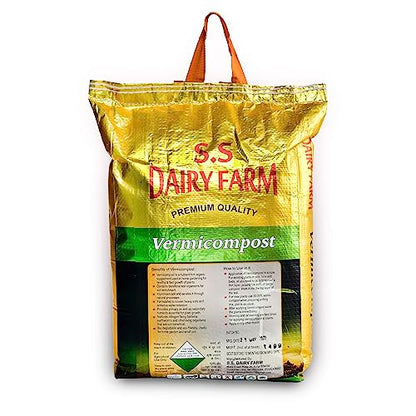 S.S. Dairy Farm Organic Vermicompost (JAIVIK KHAD) | Cow Manure & Earthworm | Best for Home Garden | Enriched Mineral for Potting Soil | Organic Compost Garden Soil | Nursery & Plants (10 KG)