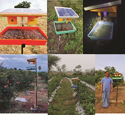 HECTARE Jumbo Automatic Solar UV Light, Li-Ion Battery and Tray Insect Trap with 10 watt Solar Panel for Pest Collection, Yellow