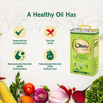 Oleev Olive Pomace Oil for Everyday Cooking, 3L TIN