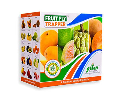 Green Revolution Fruit Fly Trapper (Fruit Fly Pheromone Trap) Complete for one Acre. Pack of 10