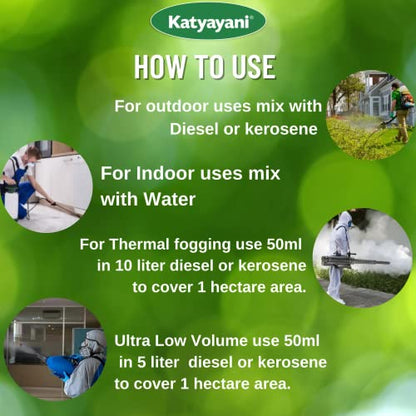 Katyayani Deltamethrin 1.25% ULV मच्छरों, कॉकरोच, खटमल, मक्खी, उड़ने और रेंगने वाले घरेलू त्वरित नॉक डाउन कीटनाशक थर्मल या अल्ट्रा लो वॉल्यूम फॉगिंग स्प्रे (1 लीटर (1 का सेट))