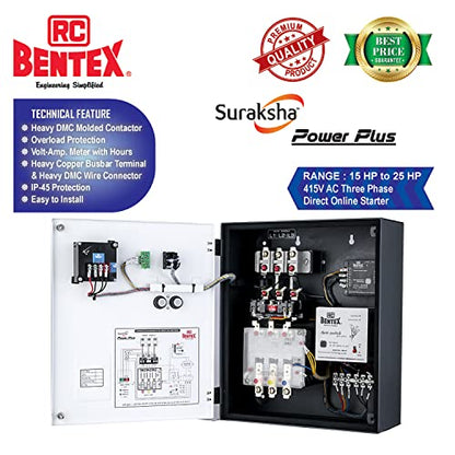 RC BENTEX Power Plus DOL Submersible Control Panel 25 HP 40-63 A, PPDOL00325A, Motor Starter