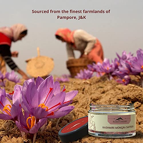 Rasayanam Pure Original Kashmiri Saffron/Kesar/Kumkuma Puvvu (1gm) | Certified highest Grade A | Saffron for pregnant women, Pooja rituals & Food aroma